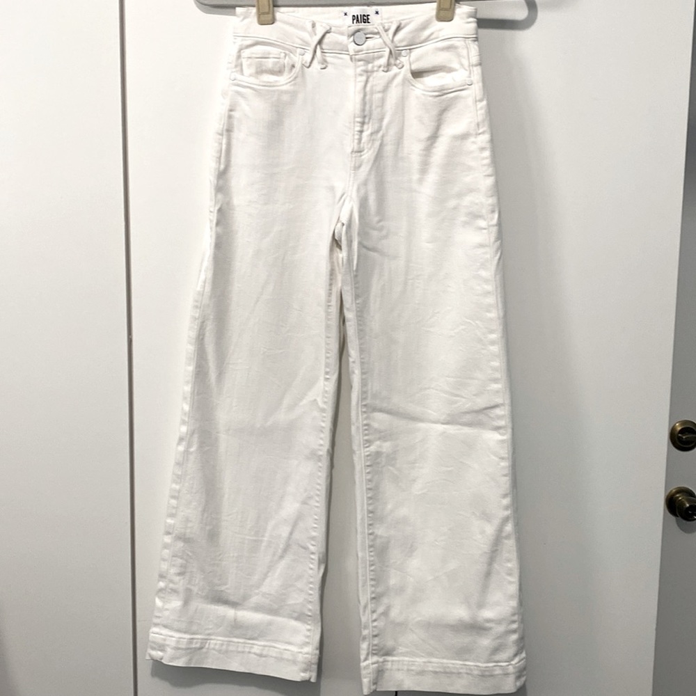 PAIGE - ANESSA white denim high waisted crop wide leg jeans, VGUC, Size 24